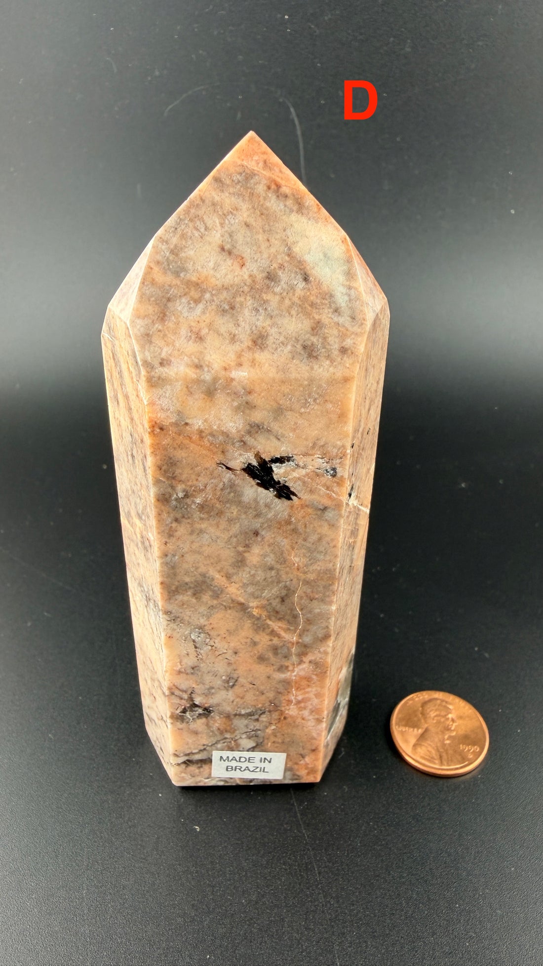 Peach Moonstone/Black Tourmaline Tower-Earth Fairy Holistics