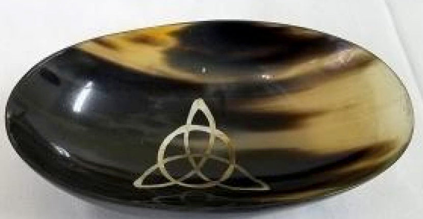 Triquetra Ritual Oval Bowl 5" x 3.5" Made of Buffalo Horn