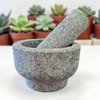 Black & Grey Granite Stone Mortar & Pestle – 5.5" W x 3.5" H