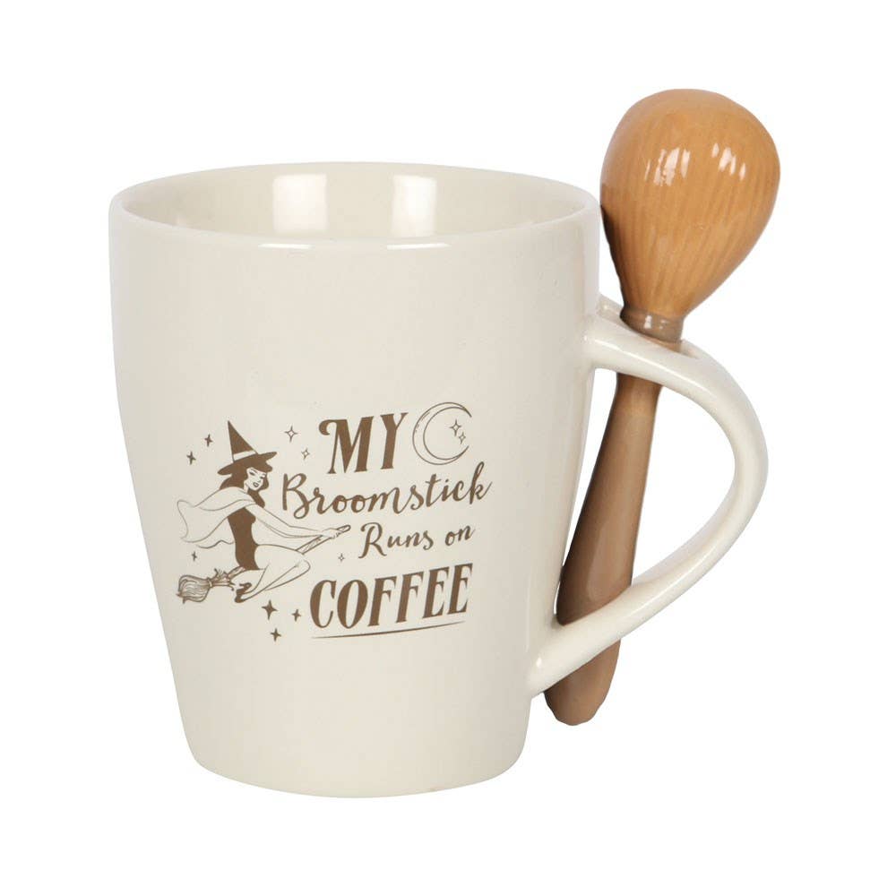 My Broomstick Runs on Coffee Mug & Spoon Halloween Set-Earth Fairy Holistics