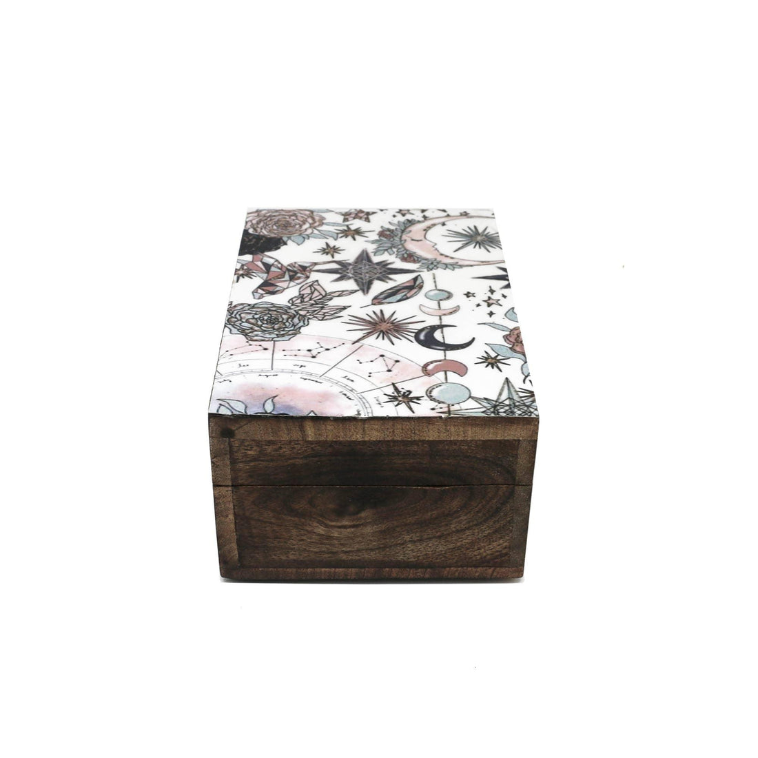 Wooden Storage Box (6 x 4 in.) - Pink Celestial (Brown)-Earth Fairy Holistics