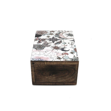 Wooden Storage Box (6 x 4 in.) - Pink Celestial (Brown)-Earth Fairy Holistics