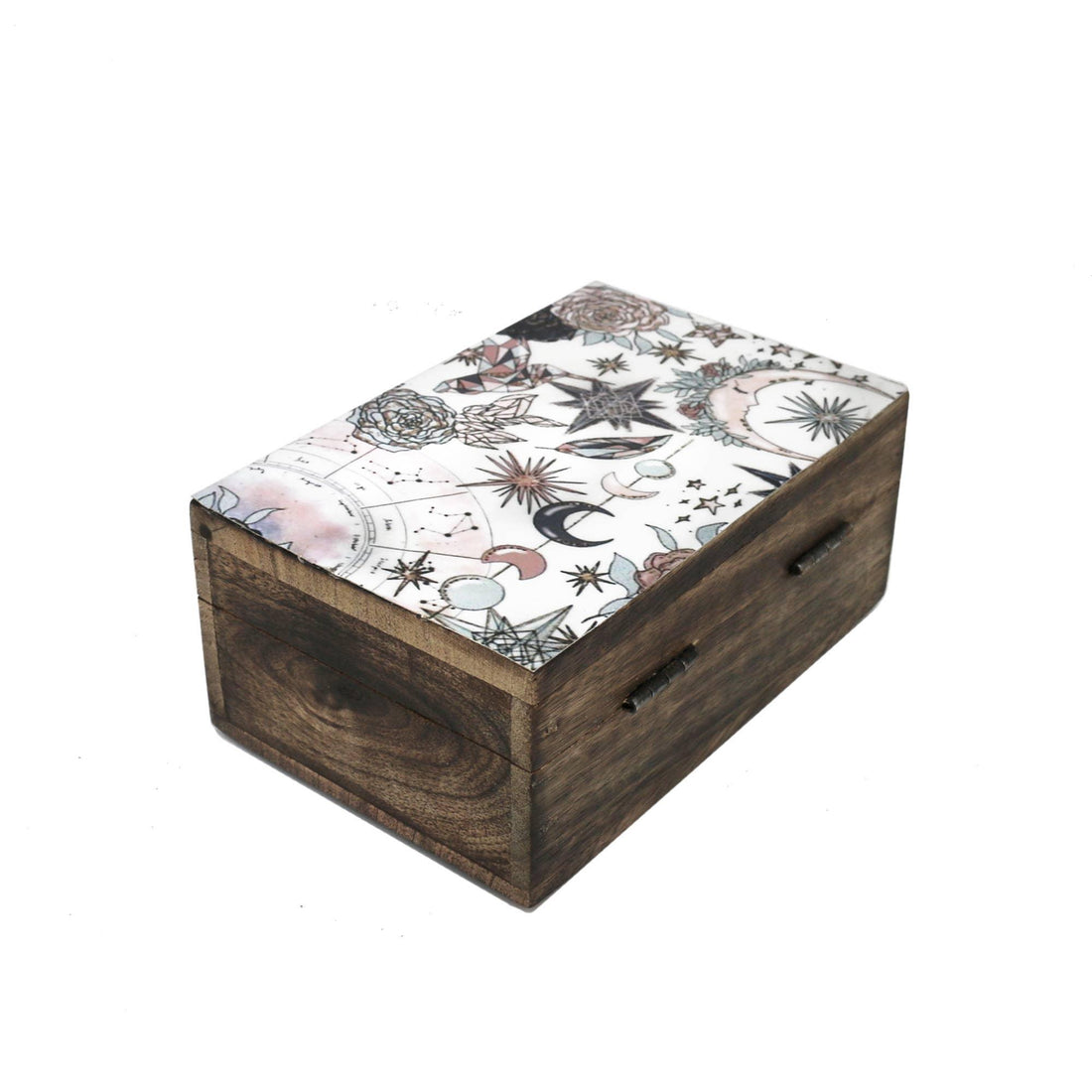 Wooden Storage Box (6 x 4 in.) - Pink Celestial (Brown)-Earth Fairy Holistics