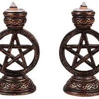 13520 Wiccan Pentagram Candle/Incense Holder Pair-Earth Fairy Holistics