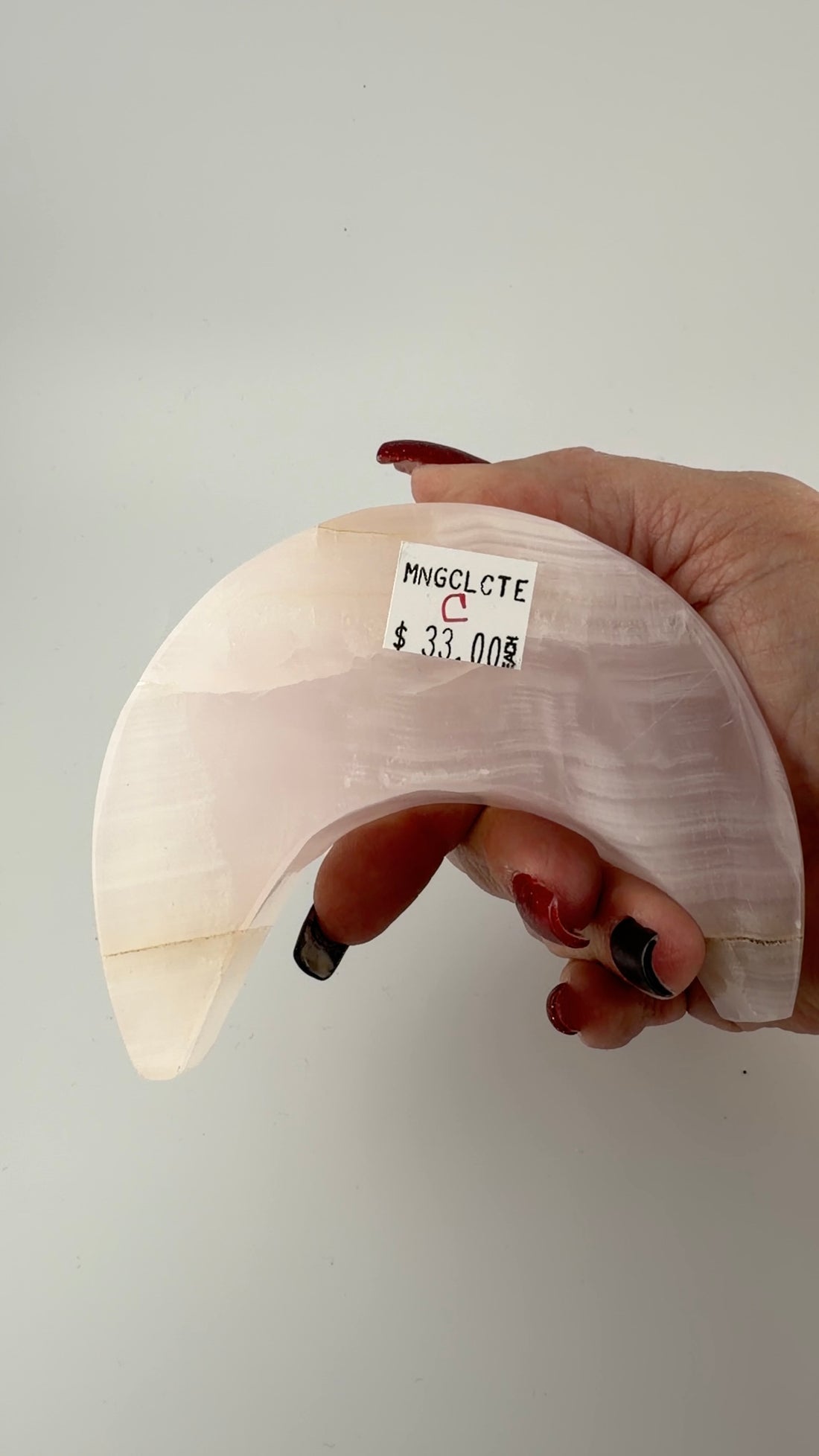 Mangano Calcite Crescent Moons (UV Reactive)-Earth Fairy Holistics