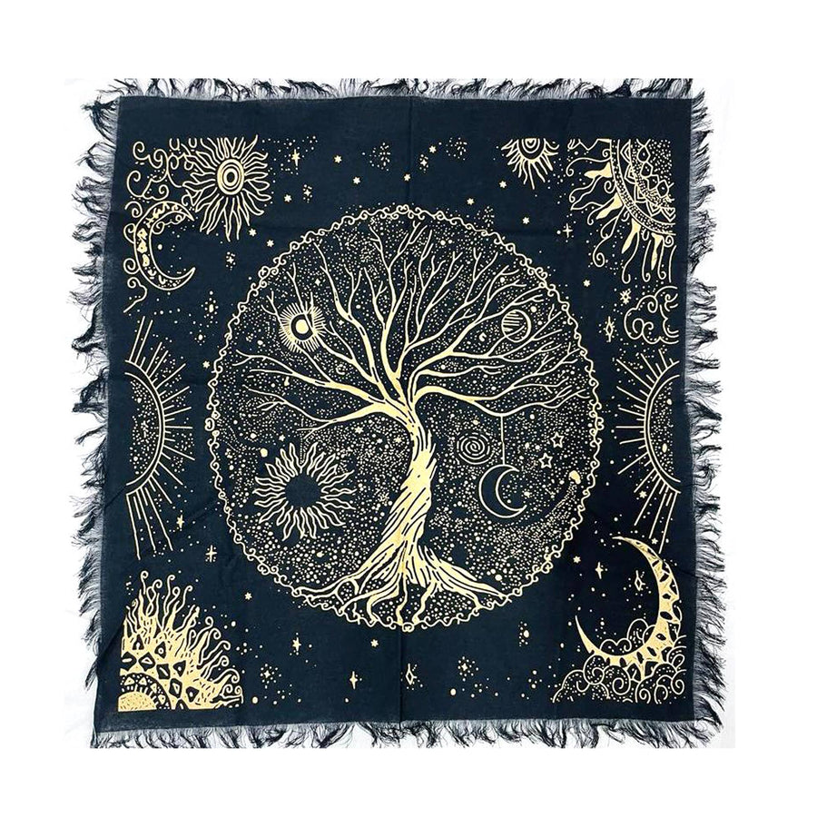 Golden Tree Altar Cloth (18 x 18 in.)-Earth Fairy Holistics