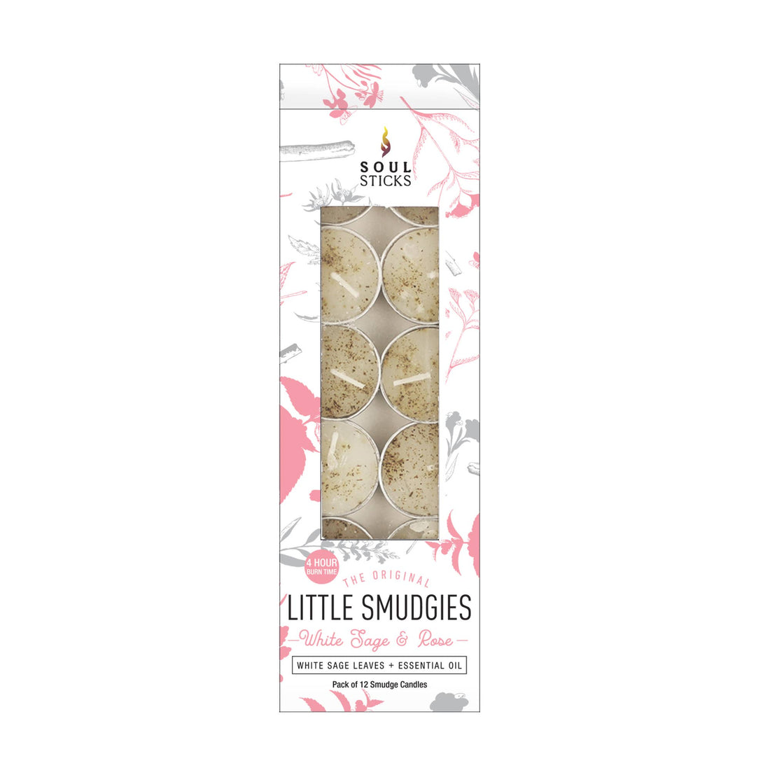 'Little Smudgies' Rose Tealight Smudge Candles (12)-Earth Fairy Holistics