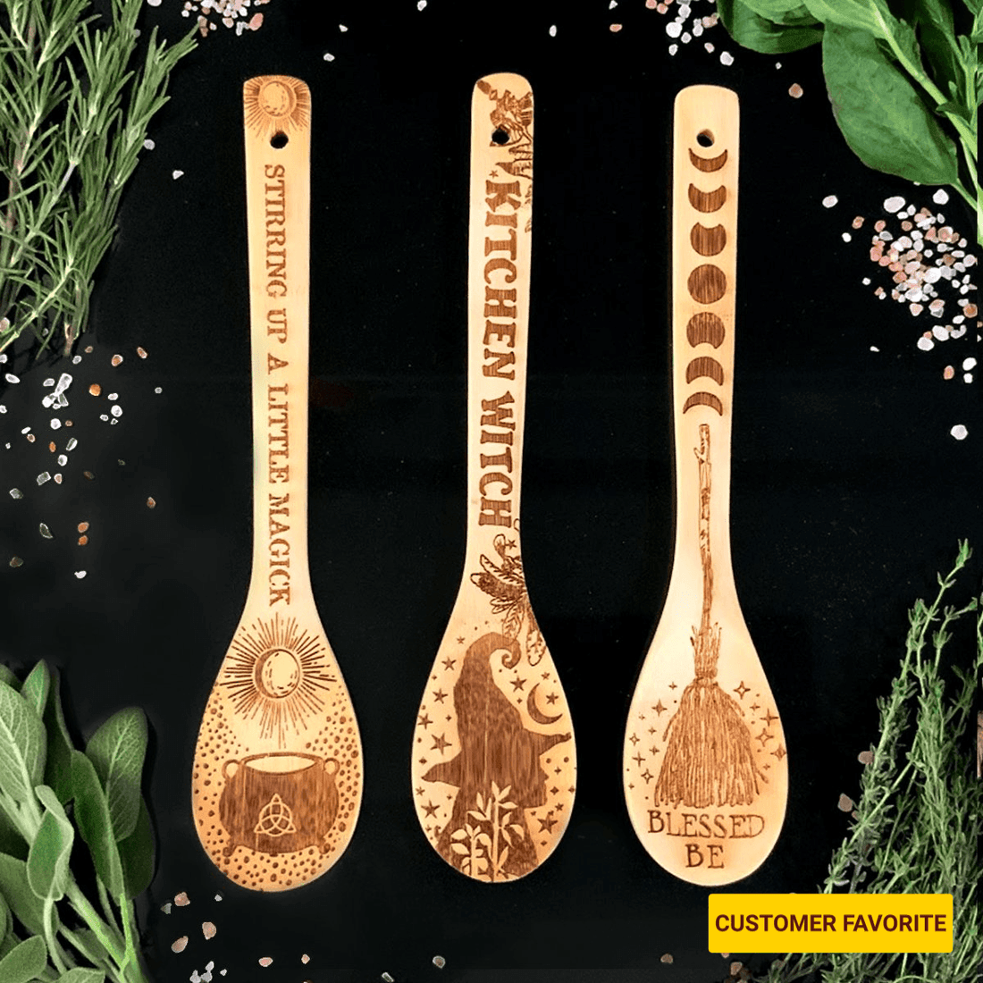 Witchy Bamboo Wooden Spoon-Earth Fairy Holistics
