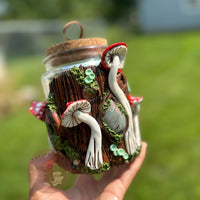 Jar | Labradorite + Red Mushrooms Cork Jar-Earth Fairy Holistics