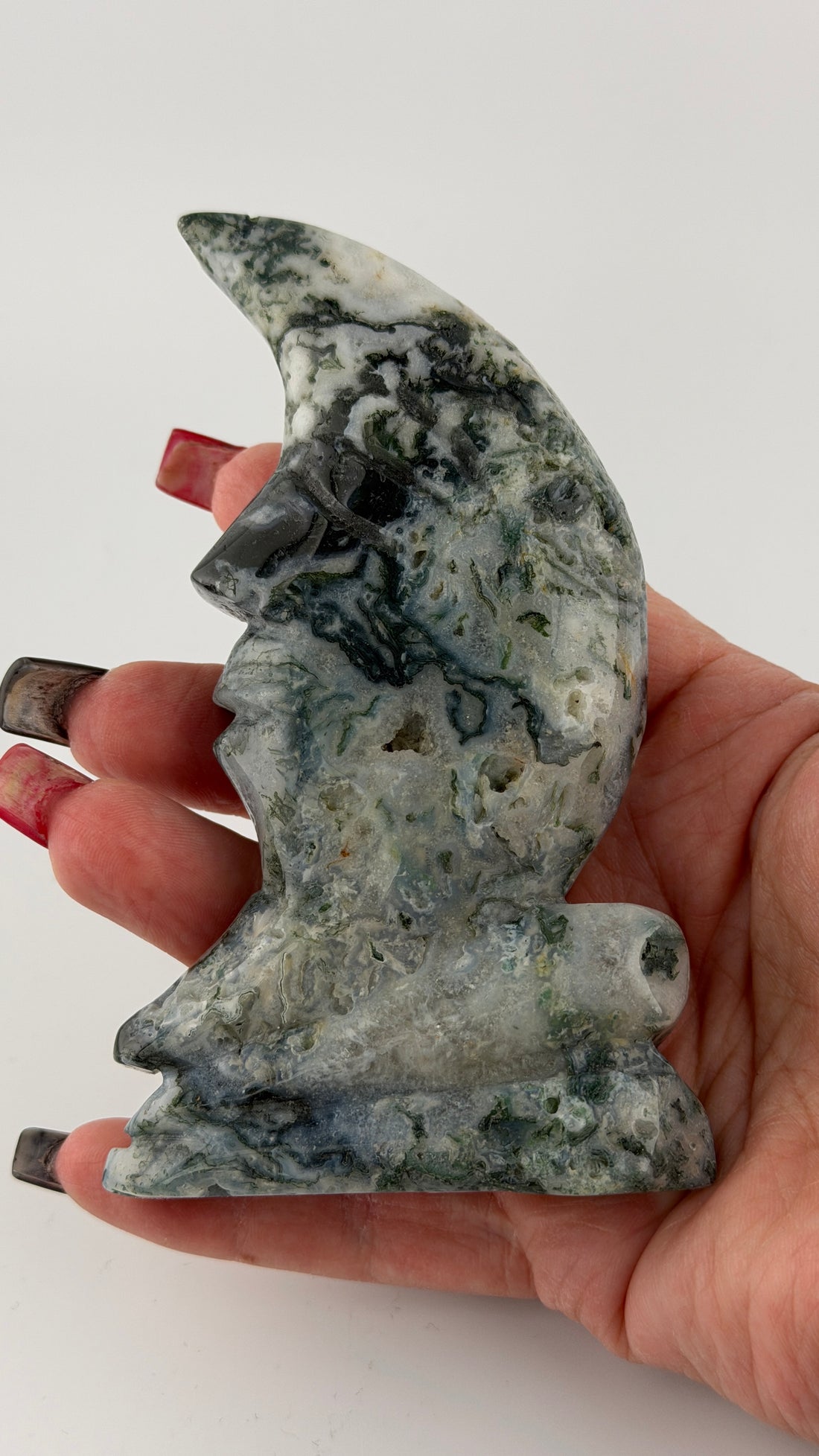 Moss Agate Moon Face-Earth Fairy Holistics