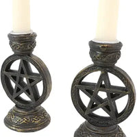 13520 Wiccan Pentagram Candle/Incense Holder Pair-Earth Fairy Holistics