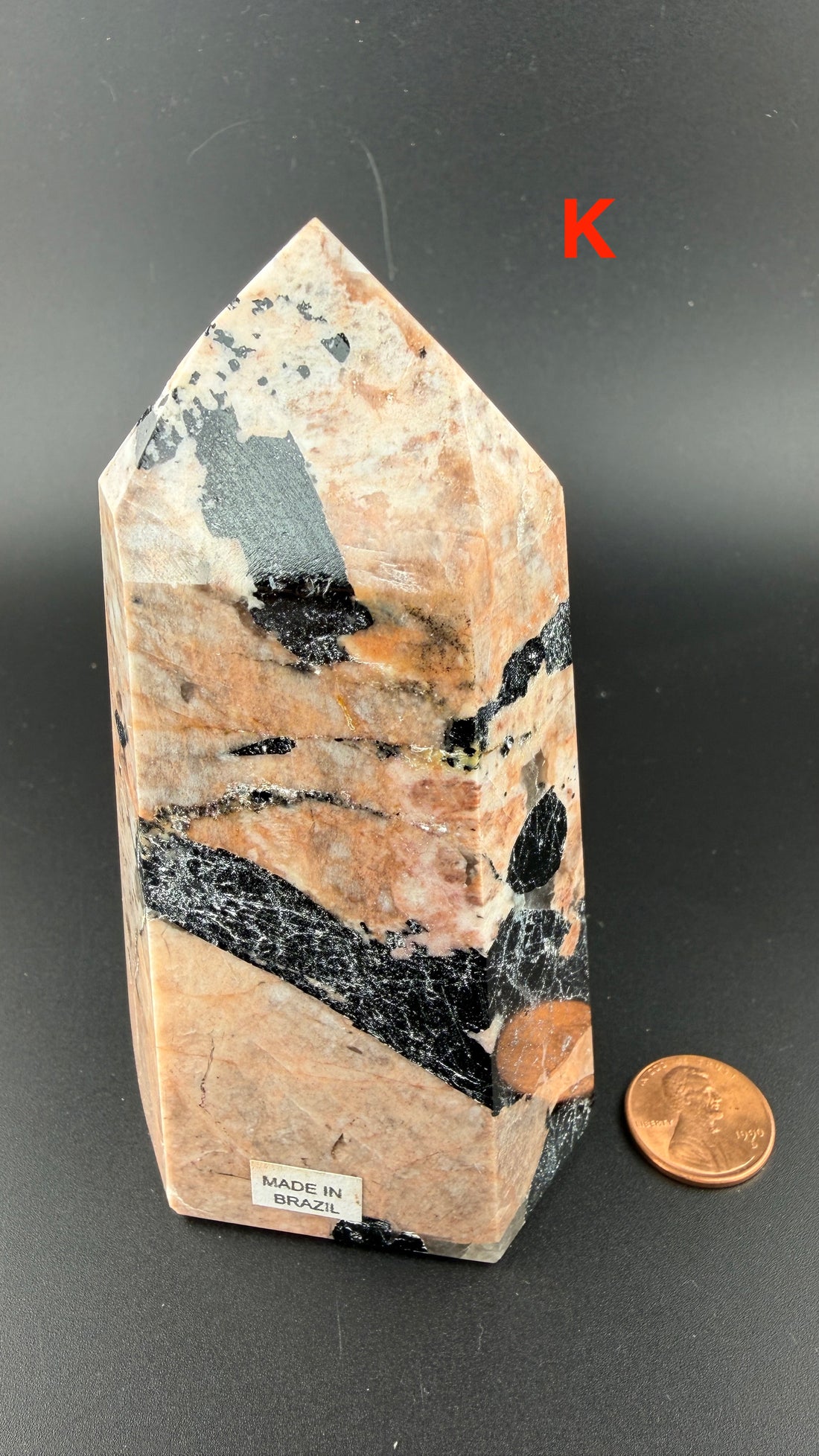 Peach Moonstone/Black Tourmaline Tower-Earth Fairy Holistics