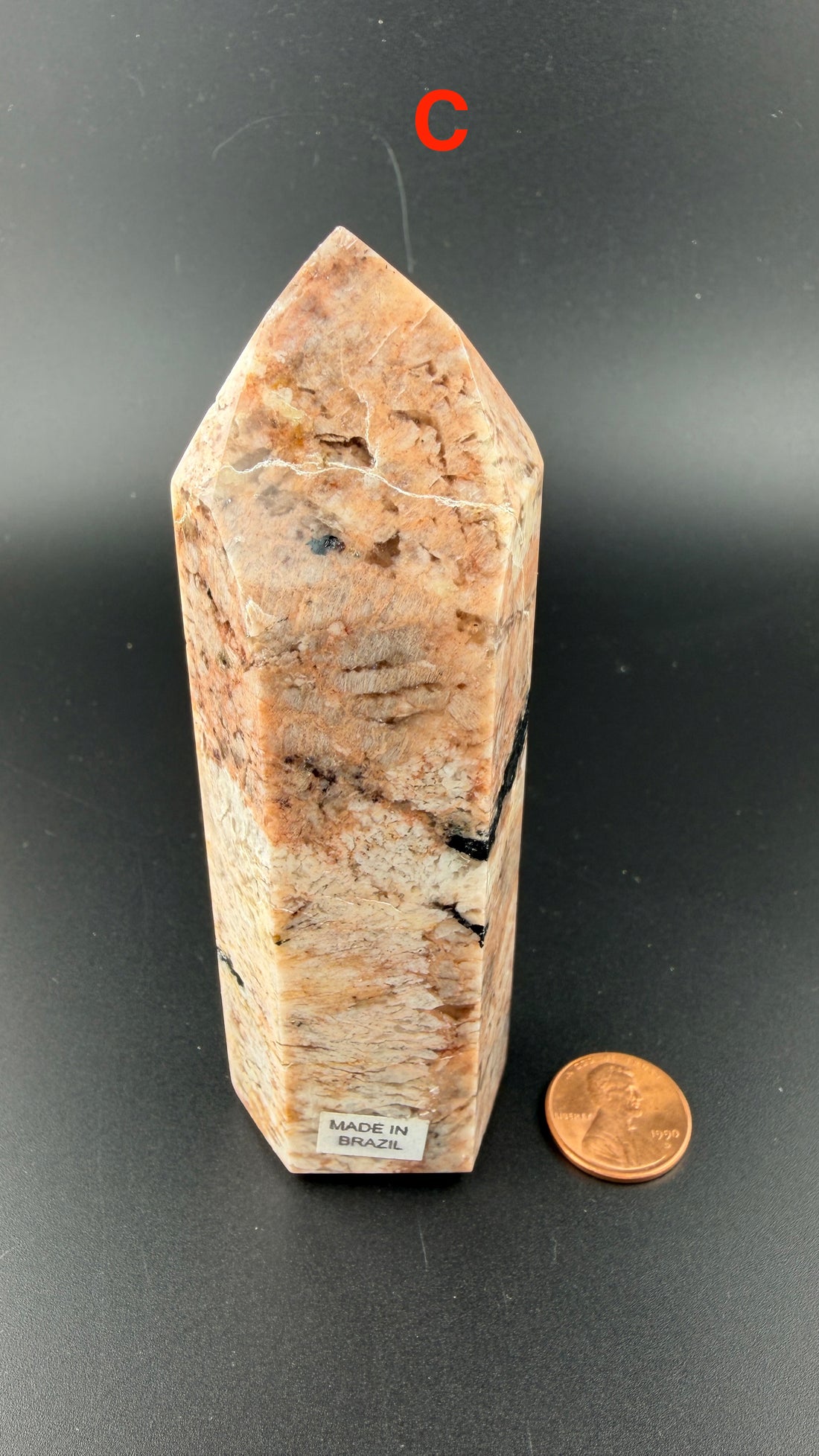 Peach Moonstone/Black Tourmaline Tower-Earth Fairy Holistics