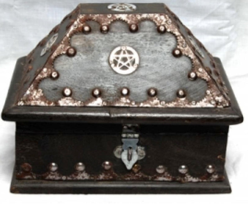 Pentagram Inlaid Wooden Chest-Earth Fairy Holistics