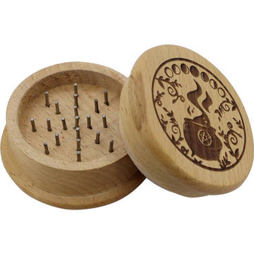 Wood Herb Grinder - Cauldron (Each)-Earth Fairy Holistics