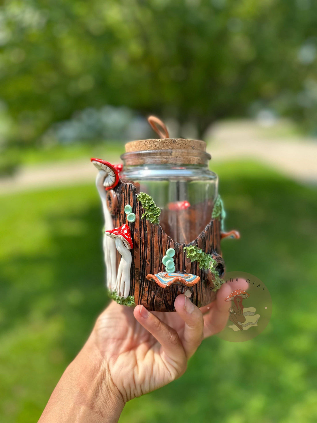Jar | Labradorite + Red Mushrooms Cork Jar-Earth Fairy Holistics