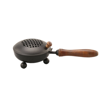 Iron Charcoal Burner w/ Lid + Wood Handle (9 in.)-Earth Fairy Holistics