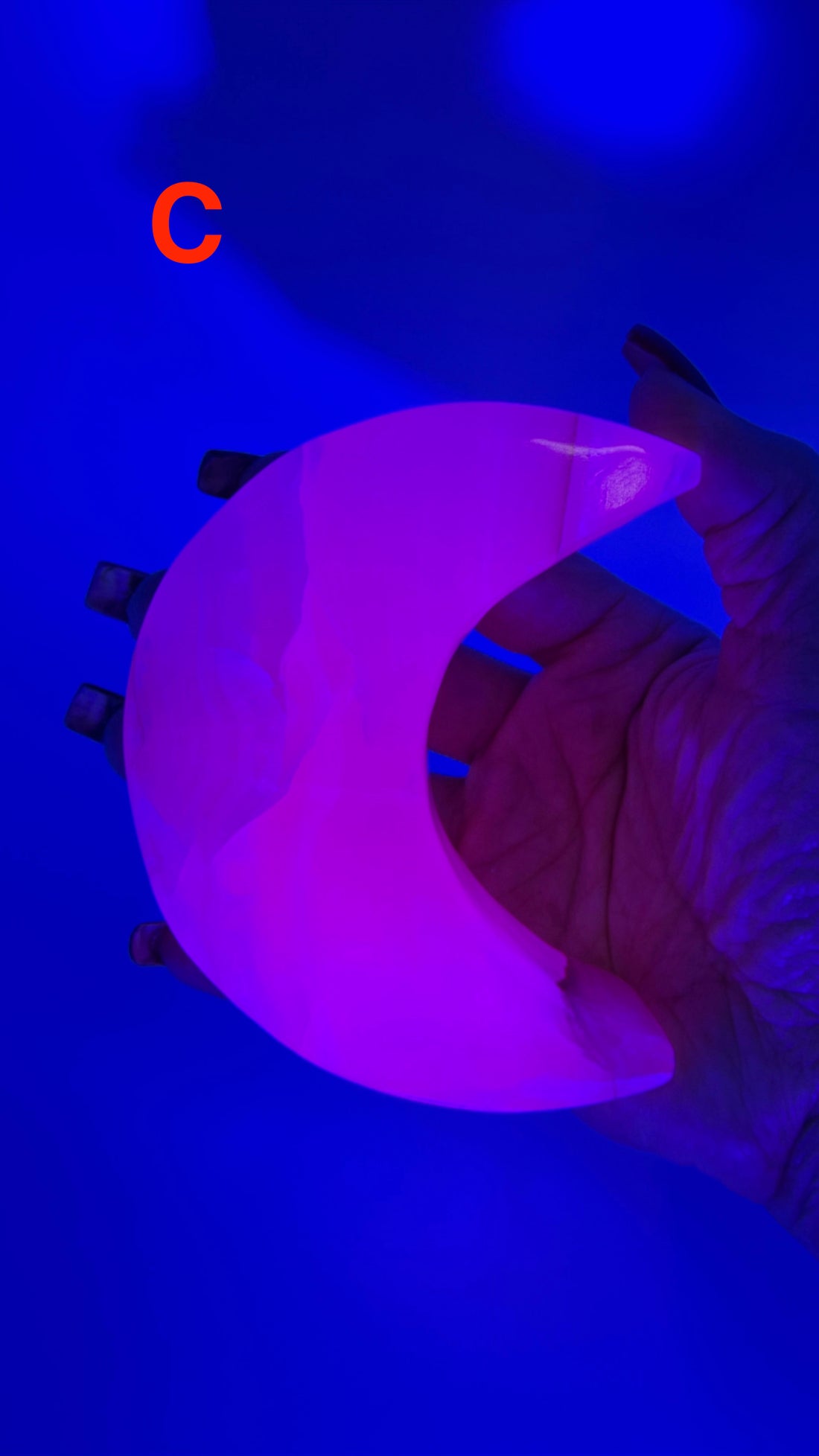 Mangano Calcite Crescent Moons (UV Reactive)-Earth Fairy Holistics