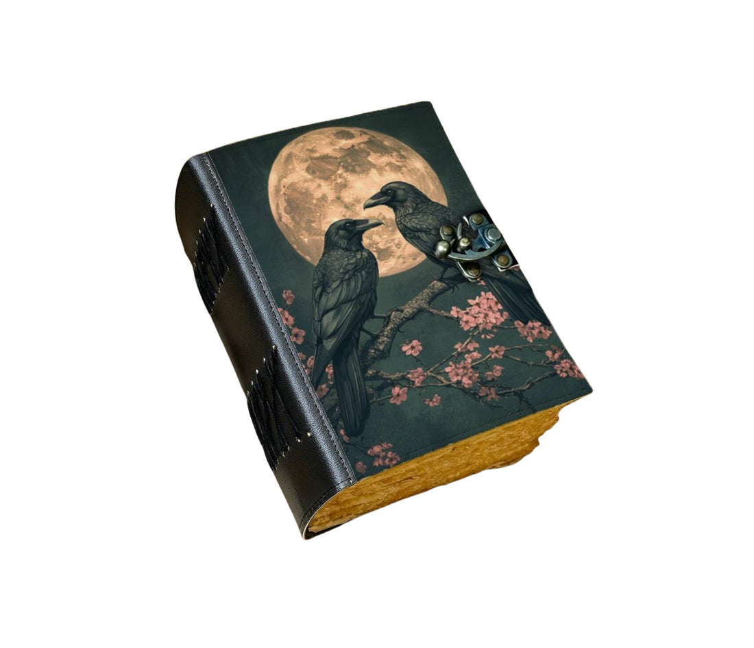 Original Raven Leather Journal Gothic Grimoire Tarot Book-Earth Fairy Holistics