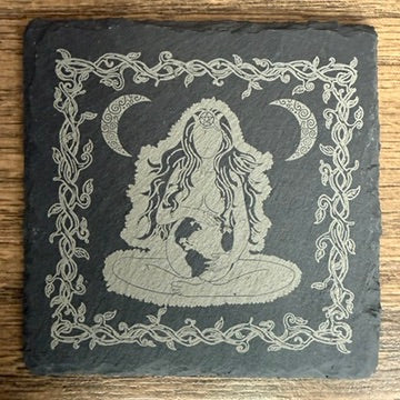 Gaia Triple Moon Engraved Slate Coasters-Earth Fairy Holistics