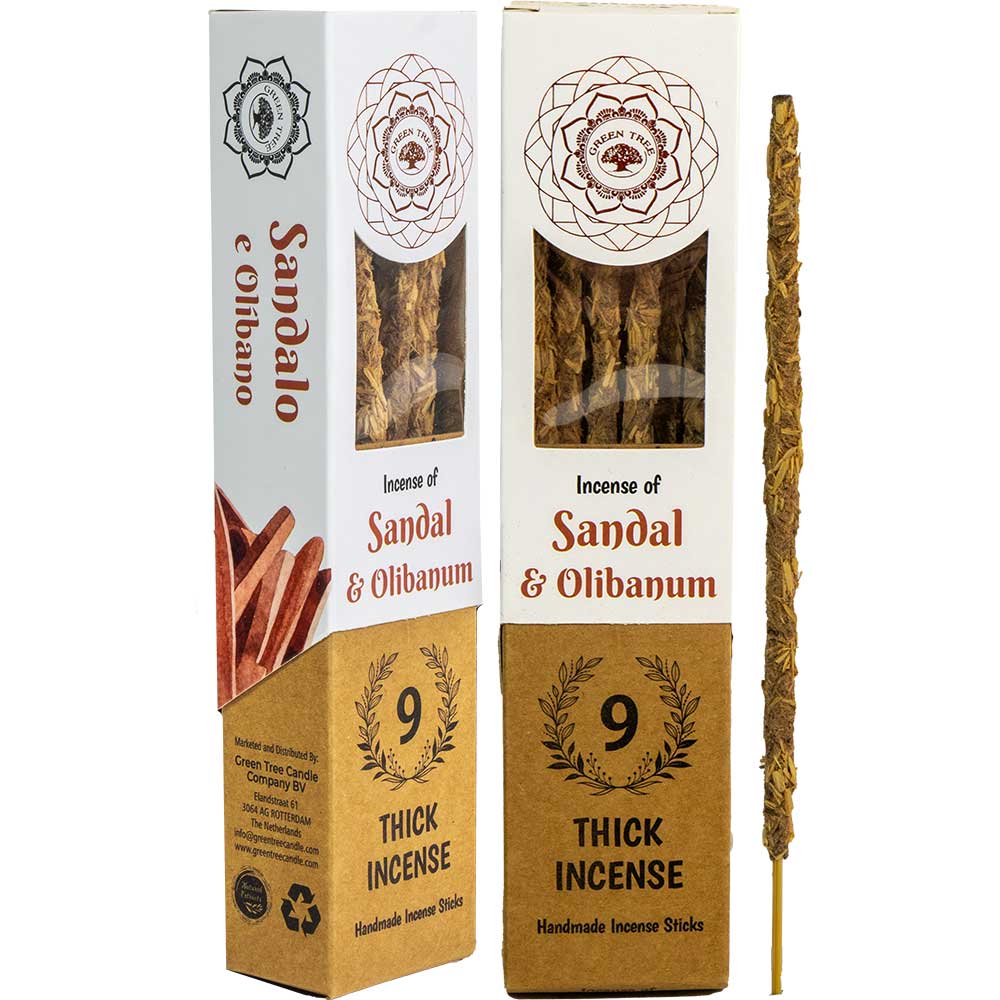 Green Tree Botanical Incense - Sandal (9 Thick Sticks)-Earth Fairy Holistics