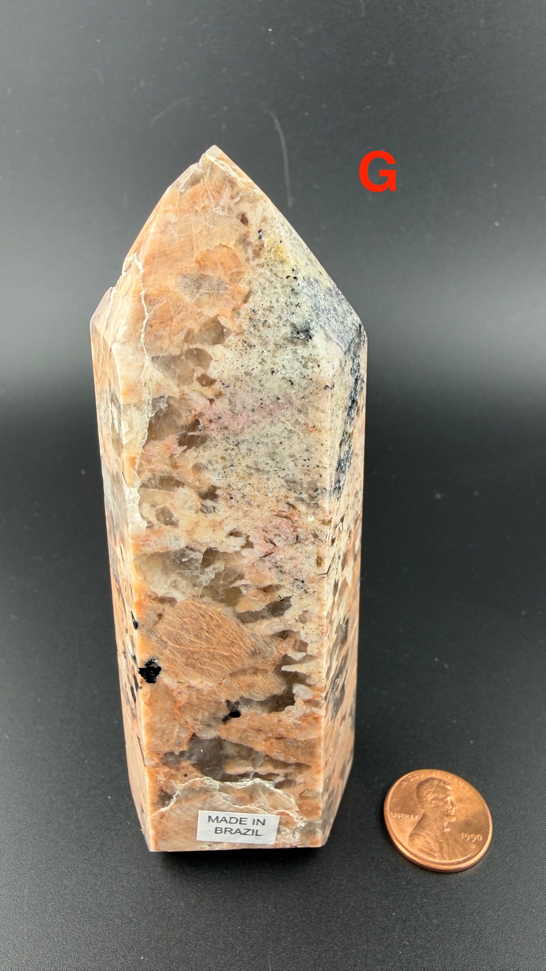 Peach Moonstone/Black Tourmaline Tower-Earth Fairy Holistics