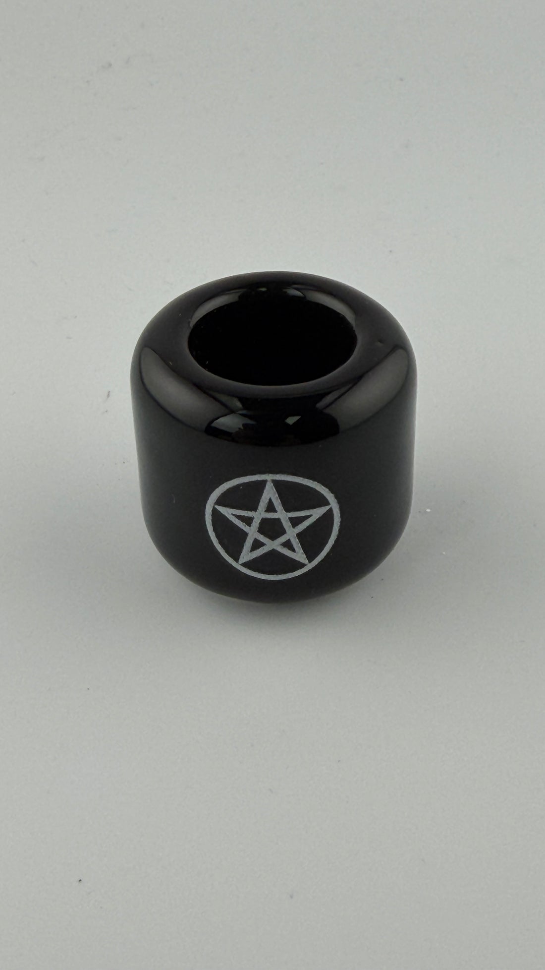 Ceramic Chime Candle Holder - Black w/ Silver Pentacle-Earth Fairy Holistics