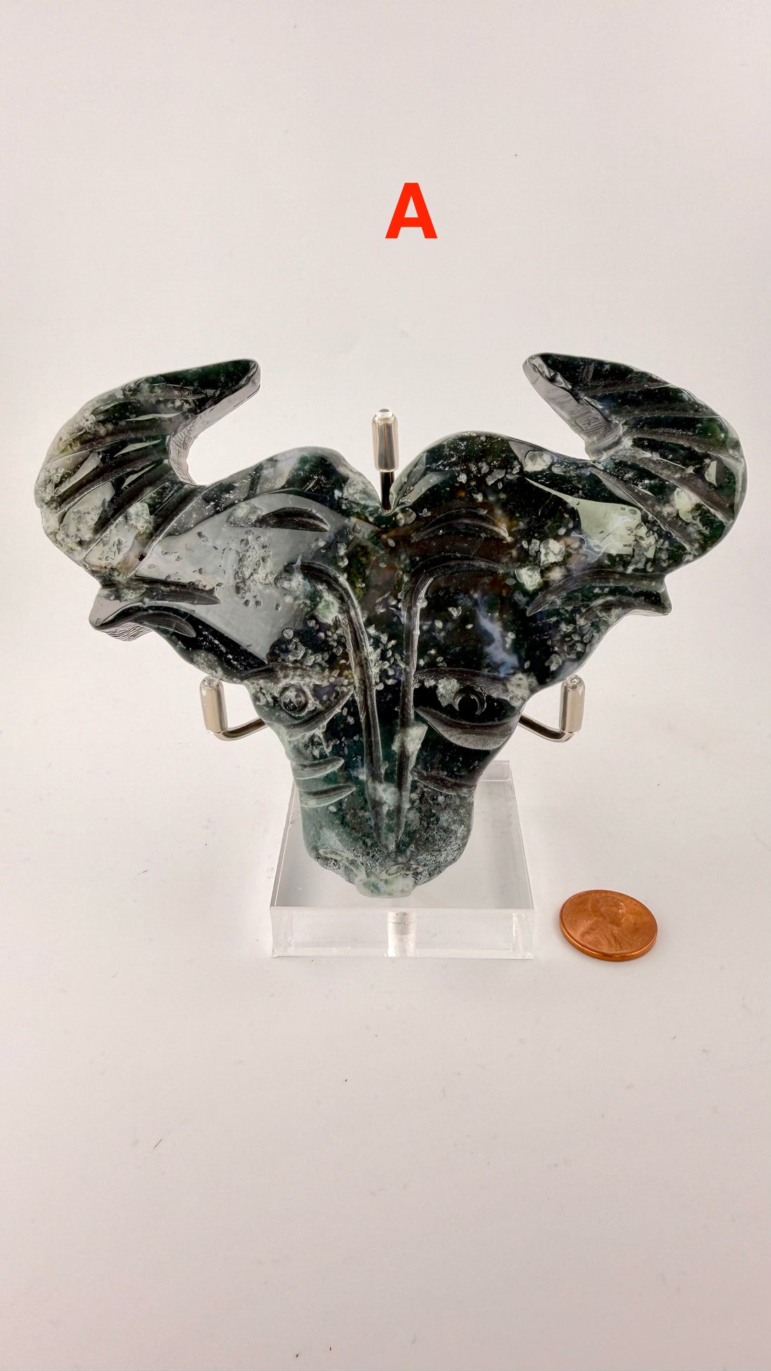 Moss Agate Ox Head Carvings-Earth Fairy Holistics