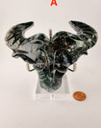 Moss Agate Ox Head Carvings-Earth Fairy Holistics