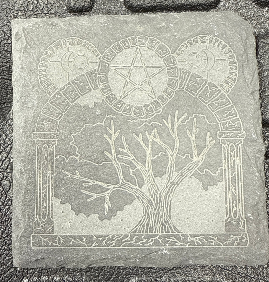 Pentacle/Triple Moon Slate Coasters