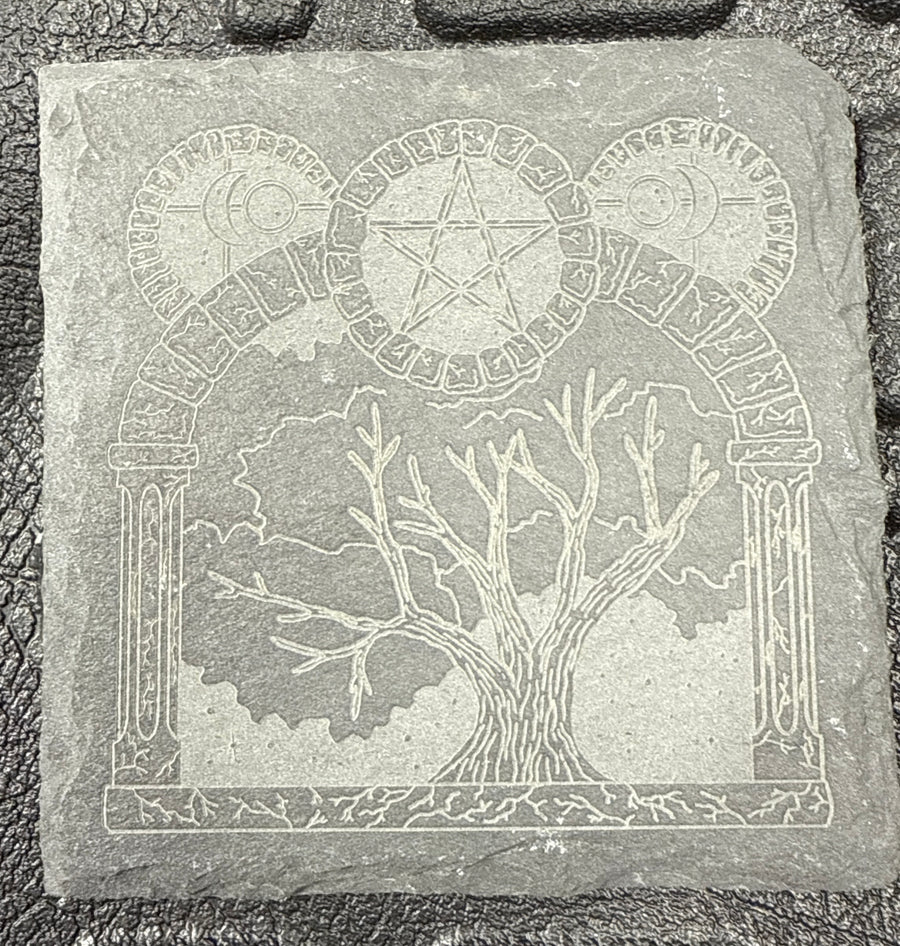 Pentacle/Triple Moon Slate Coasters