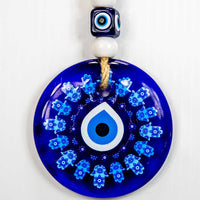 Glass Evil Eye Wall Hanging Talisman Circle of Fatima Hands-Earth Fairy Holistics