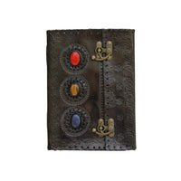 3 Stone Leather Journal Vintage Travel Journal Grimoire Book-Earth Fairy Holistics