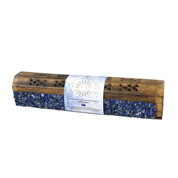 Lapis Lazuli Elements Crystal Wooden Coffin Box-Earth Fairy Holistics