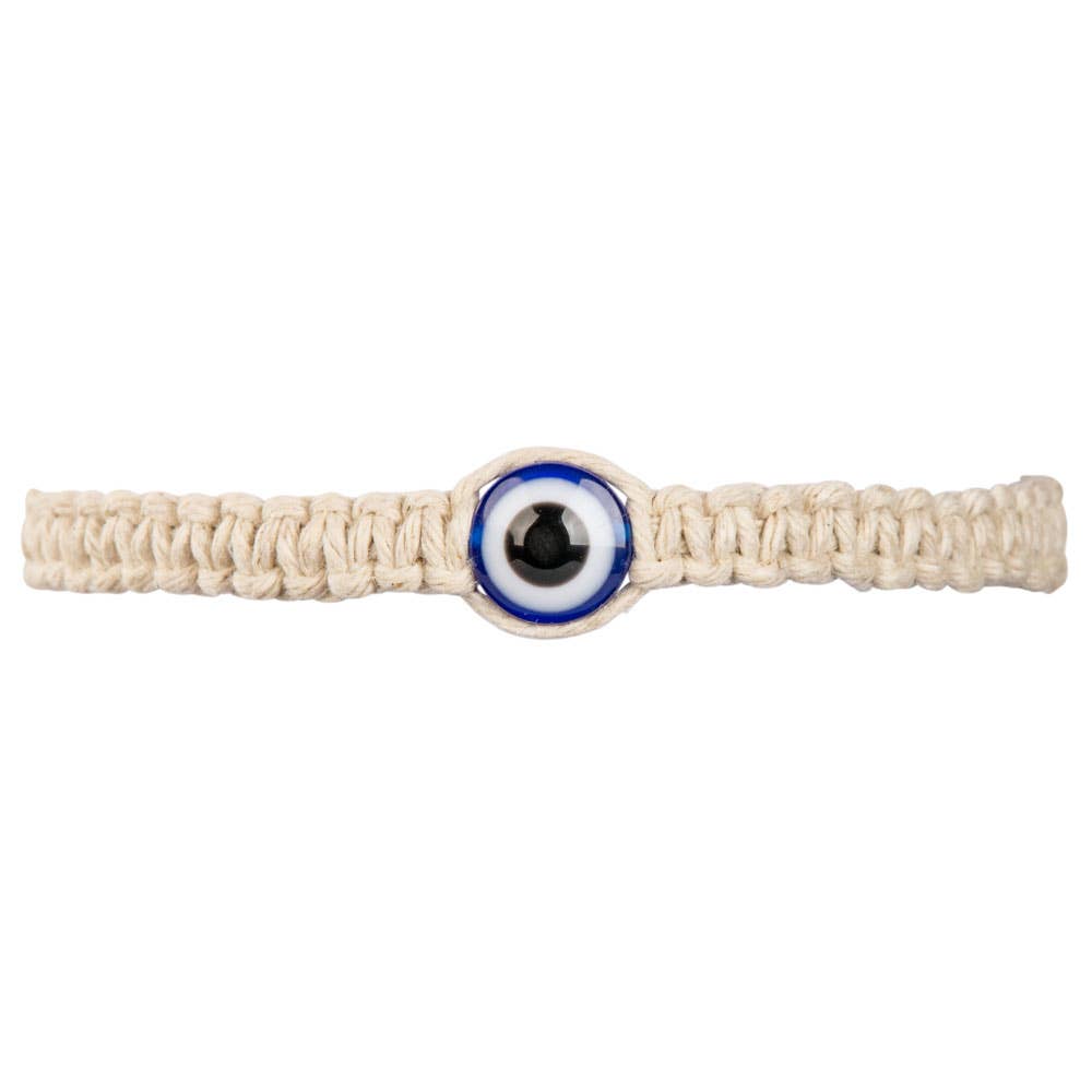 HEMP EVIL EYE PULL TIE BRACELET-Earth Fairy Holistics