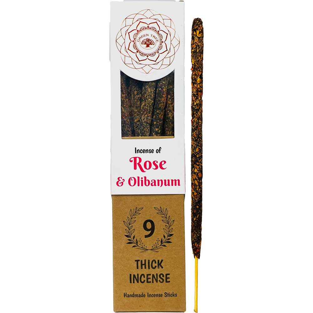 Green Tree Botanical Incense - Rose (9 Thick Sticks)-Earth Fairy Holistics