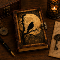 Gothic Grimoire Leather Journal Vintage Travel Book Diary-Earth Fairy Holistics