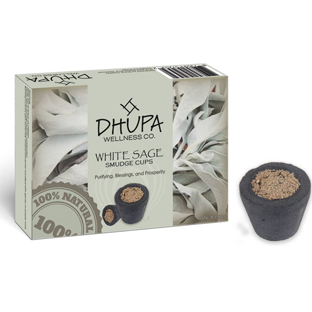 DHUPA - White Sage Smudge Cups Box (6)-Earth Fairy Holistics