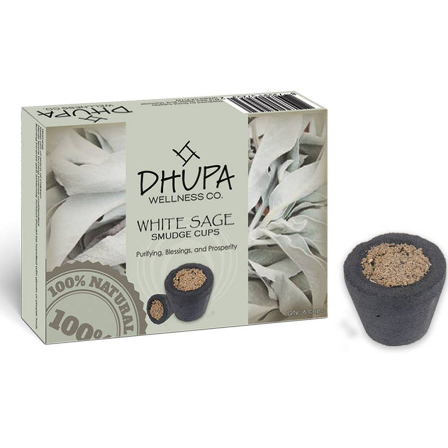 DHUPA - White Sage Smudge Cups Box (6)-Earth Fairy Holistics