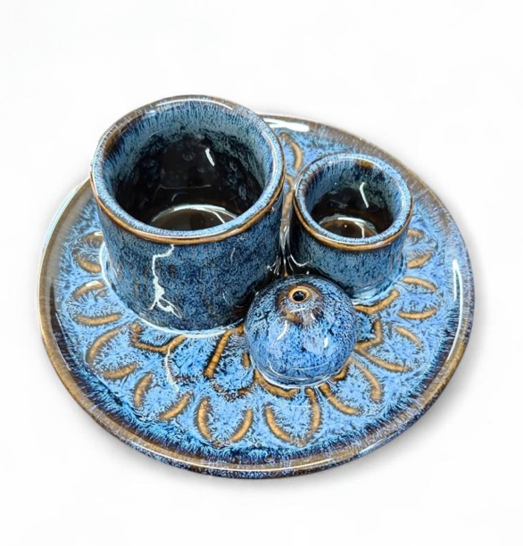 Blue Ceramic Burner (Smudge Stick, Palo Santo Wood & Incense Burner)-Earth Fairy Holistics