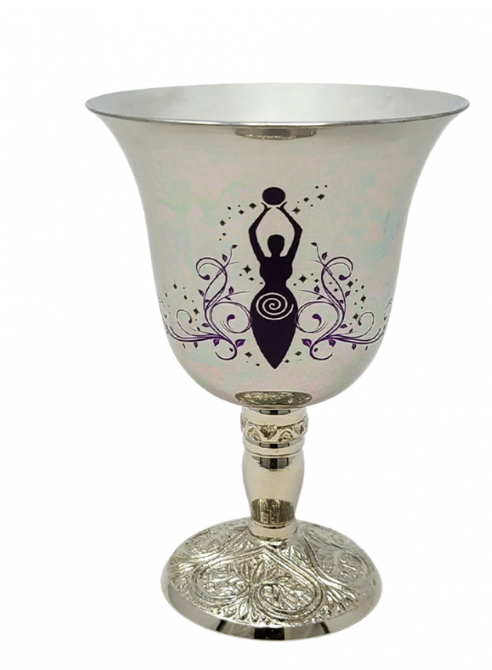 Stainless Steel Chalice with Goddess Design 4.75"H-Earth Fairy Holistics