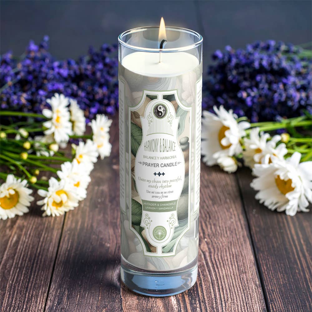 Prayer Candle - Harmony & Balance (8") (9.5 oz)-Earth Fairy Holistics