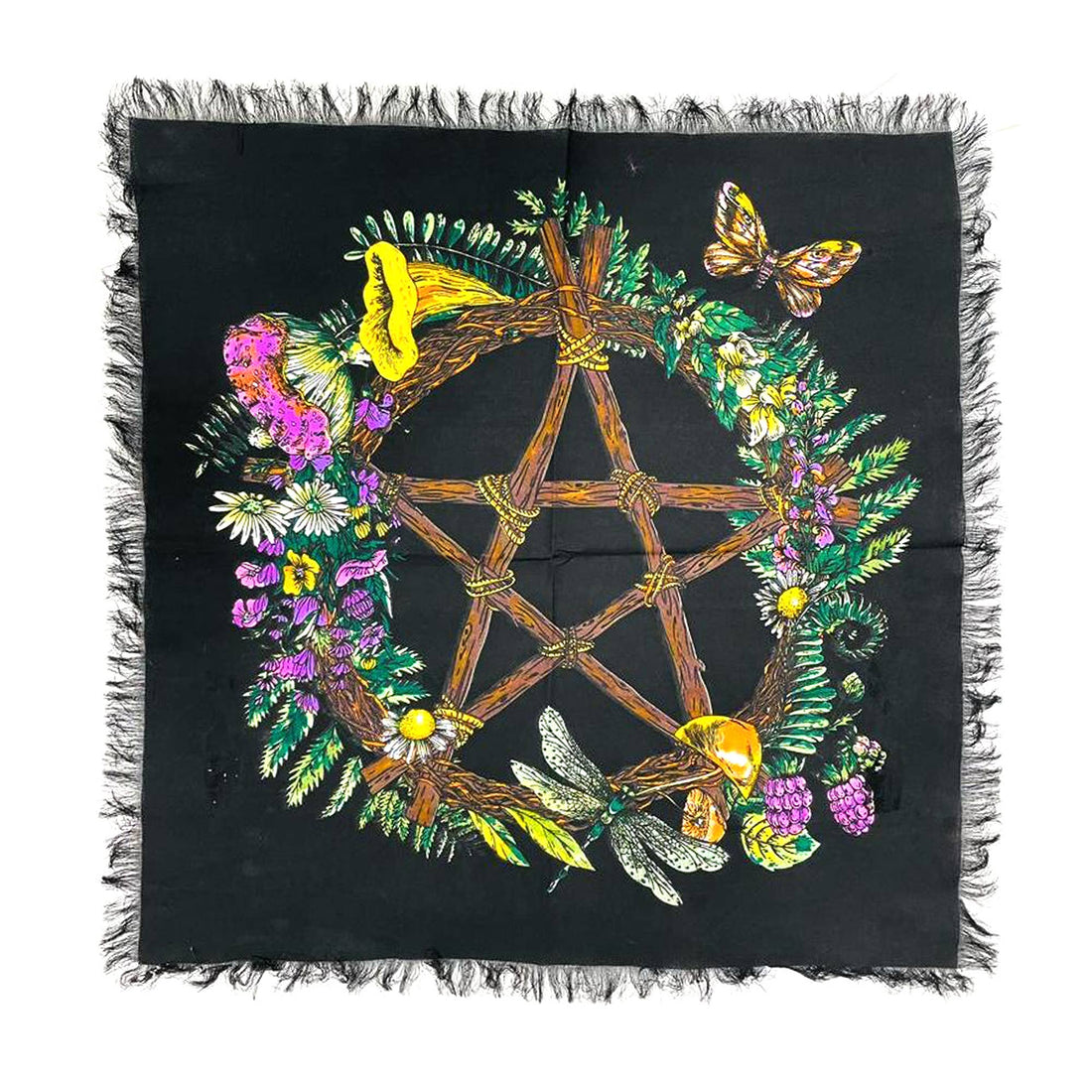 Floral Pentagram Altar Cloth (18 x 18 in.)-Earth Fairy Holistics