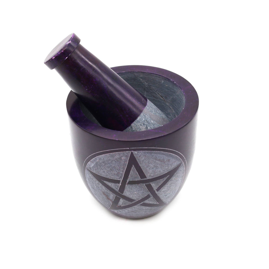 Soapstone Mortar & Pestle - Purple Pentacle-Earth Fairy Holistics