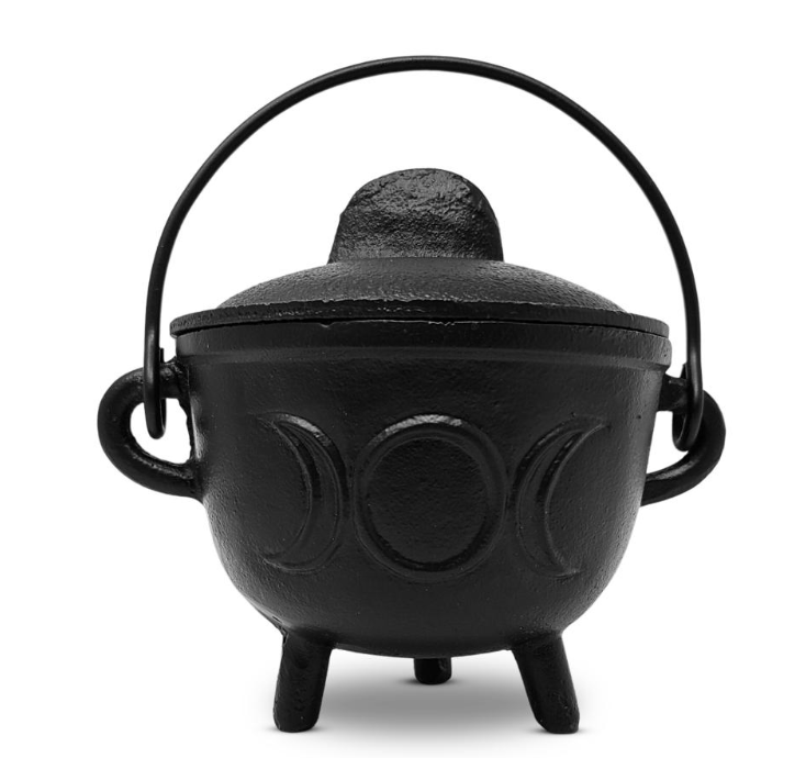 Triple Moon Cast Iron Cauldron (4.5"Dx4.25"H)