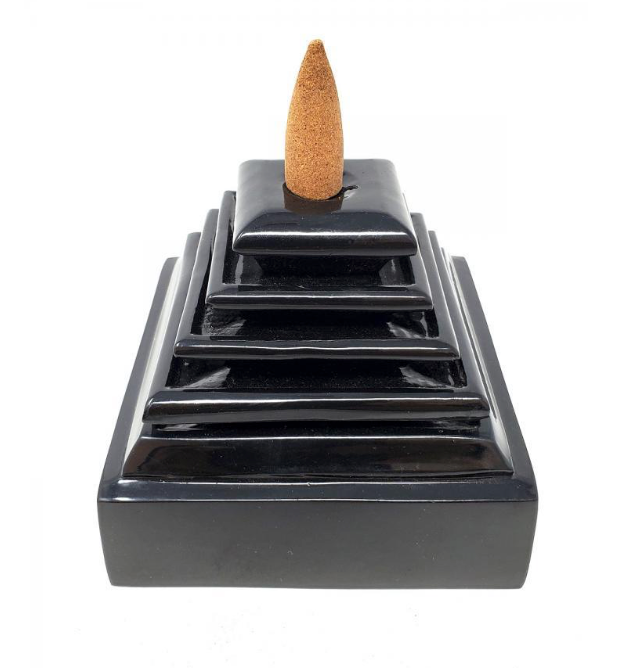 Pyramid Backflow Incense Cone Burner (Metal) 3.5" H x 4" W-Earth Fairy Holistics