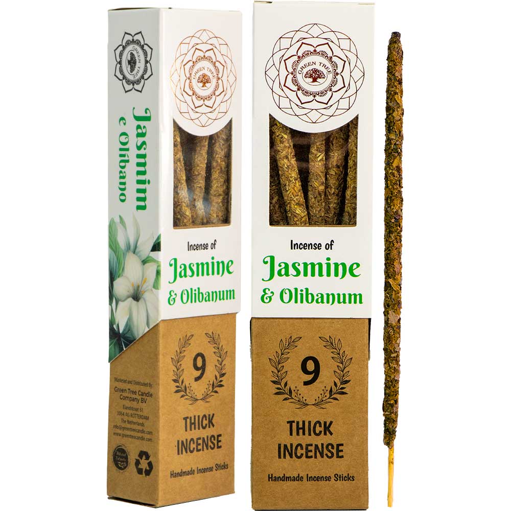 Green Tree Botanical Incense - Jasmine (9 Thick Sticks)-Earth Fairy Holistics