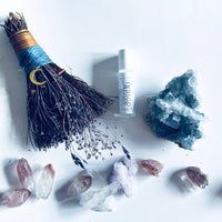 MOON BESOM BROOM + CLEAR QUARTZ CRYSTAL + UNSCENTED-Earth Fairy Holistics