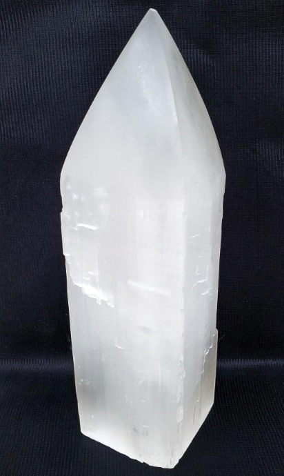 Natural Carved Selenite Obelisk Tower 7-8"H