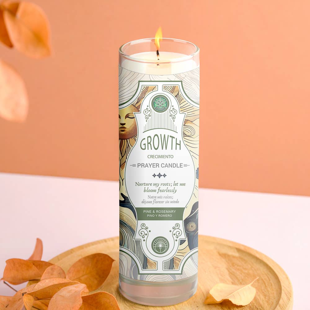 Prayer Candle - Growth (8") (9.5 oz)-Earth Fairy Holistics